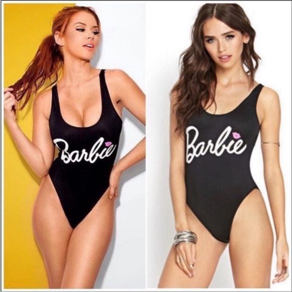 Women’s Barbie Black Swimsuit Bodysuit - Picture 1 of 6